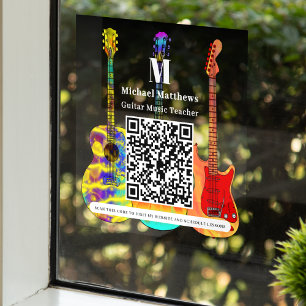 Autocollant Pour Fenêtre Professeur de Guitare Cours de Musique Code QR