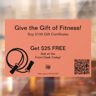 Autocollant Pour Fenêtre Promo De Certificat Cadeau Gym Tout Occasion