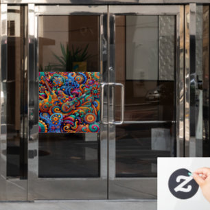 Autocollant Pour Fenêtre Psychédélique Batik Guitare Art-Colorful Musique R