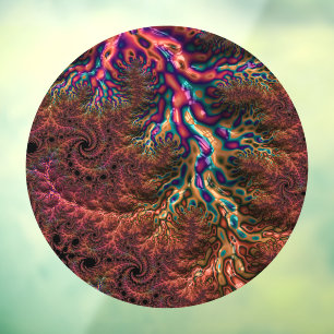 Autocollant Pour Fenêtre Psychedélique Groovy Tripant Funky Coloré Fractale