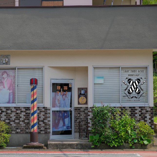 Autocollant Pour Fenêtre Publicité personnalisée pour salon de coiffure (Créateur téléchargé)