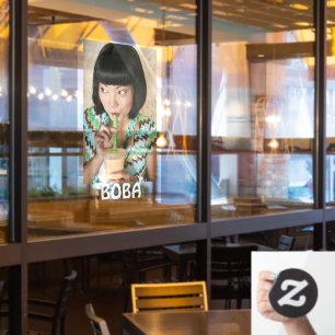 Autocollant Pour Fenêtre Publicité pour femme de boisson de thé Boba Bubble