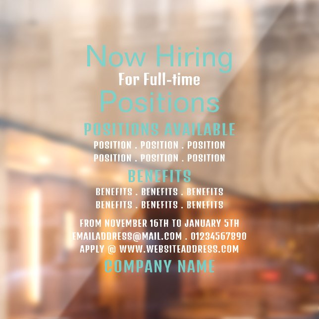 Autocollant Pour Fenêtre Publicité Stylish Offre d'emploi (Feuille 2)