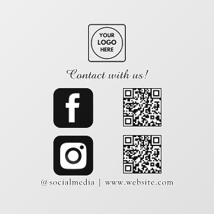 Autocollant Pour Fenêtre QR blanc personnalisé Connecter Instagram Facebo
