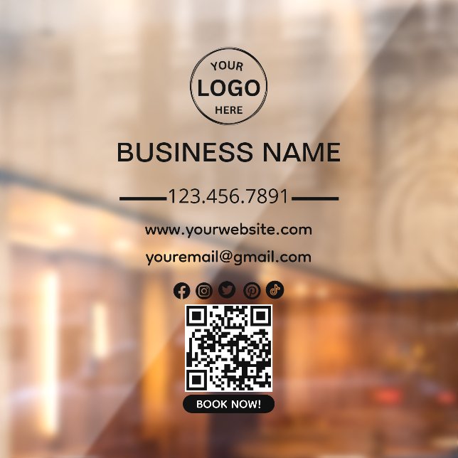 Autocollant Pour Fenêtre Qr Code Business Black Logo Médias sociaux (Feuille 2)