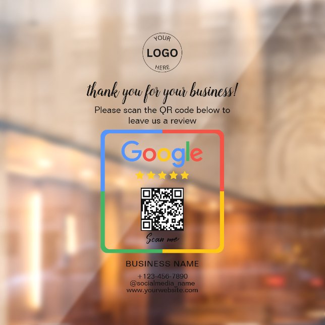 Autocollant Pour Fenêtre Qr Code Google Commentaires Logo d'entreprise (Feuille 2)