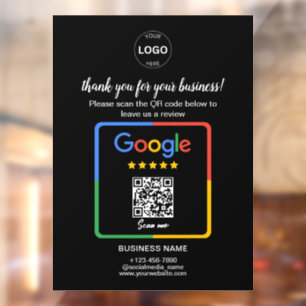 Autocollant Pour Fenêtre Qr Code Google Commentaires Logo d'entreprise