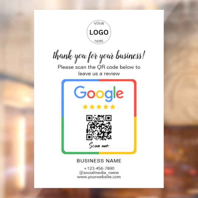 Autocollant Pour Fenêtre Qr Code Google Commentaires Logo d'entreprise (Feuille 2)