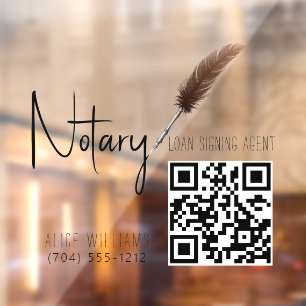Autocollant Pour Fenêtre QR Code minimaliste Notaire Brown et blanc