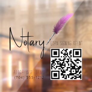 Autocollant Pour Fenêtre QR Code minimaliste rose et blanc Notaire