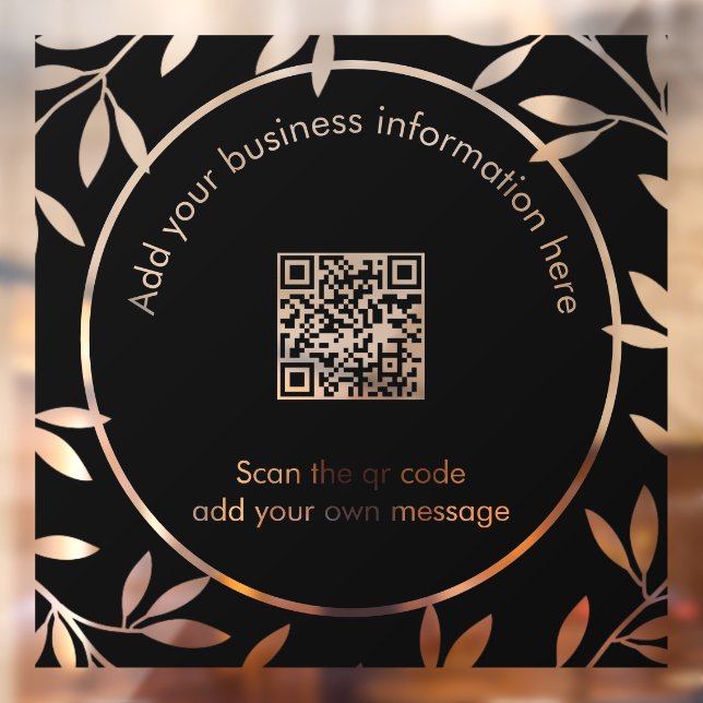 Autocollant Pour Fenêtre Qr code Moderne Wreath noir blanc fenêtre Clouage (Feuille 2)