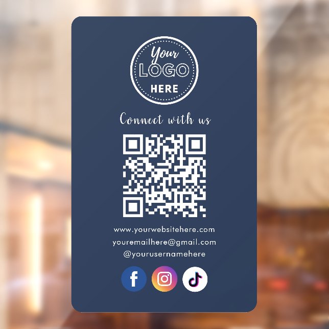 Autocollant Pour Fenêtre QR Code Se Connecter Aux Médias Sociaux Américains (Feuille 2)