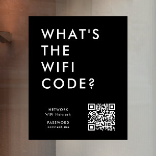 Autocollant Pour Fenêtre Quel est le code WiFi ? Code QR réseau Wifi noir