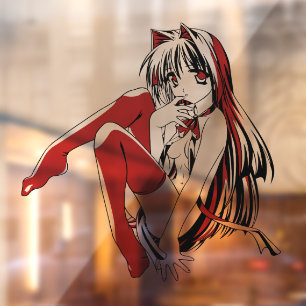 Autocollant Pour Fenêtre R & B Manga, Neko Catgirl Furry Loli Anime