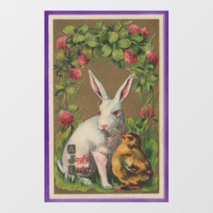 Autocollant Pour Fenêtre Rabbit vintage De Pâques Et Clou De Fenêtre De Pou