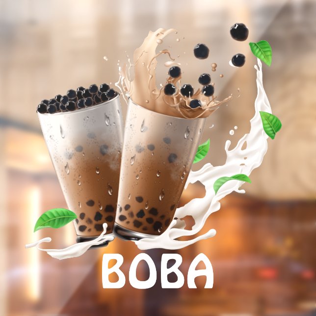Autocollant Pour Fenêtre Rafraîchir Boba Tea Publicité Avant (Feuille 2)