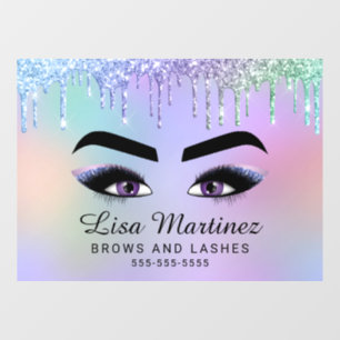 Autocollant Pour Fenêtre Rainbow Parties scintillant Lash Brow Beauty Busin