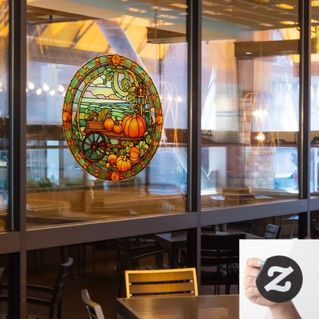 Autocollant Pour Fenêtre Récolte Citrouille de Thanksgiving Faux Verre Trai (Fenêtre du restaurant)