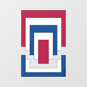 Autocollant Pour Fenêtre Rectangle Abstrait en rouge, blanc et bleu