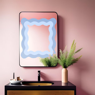 Autocollant Pour Fenêtre Rectangle bleu pastel mou ondulé miroir