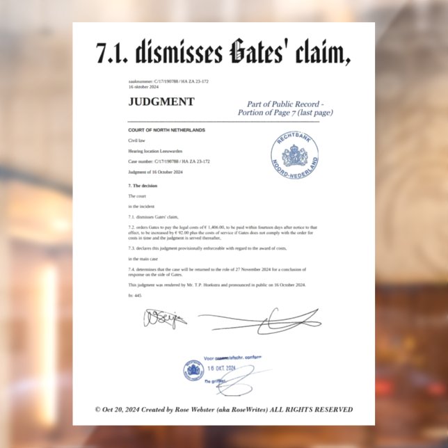 Autocollant Pour Fenêtre Rejette la réclamation de Gates par RoseWrites Win (Feuille 2)