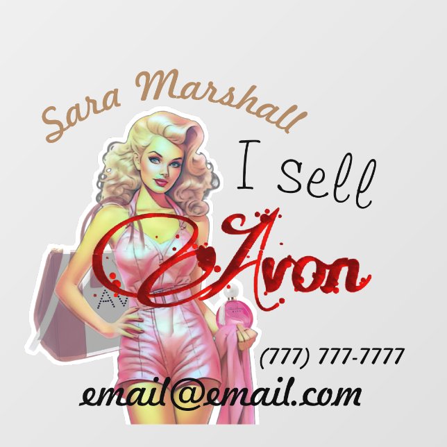 Autocollant Pour Fenêtre Représentante rétro Avon   (Feuille)