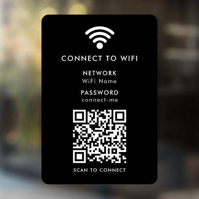 Autocollant Pour Fenêtre Réseau Wifi | Code QR Mot de passe Internet Noir (Créateur téléchargé)