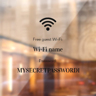 Autocollant Pour Fenêtre Réseau Wifi et mot de passe Commerce de détail