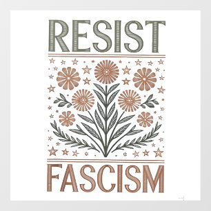 Autocollant Pour Fenêtre Résister au fascisme Floral Transgenre LGBTQ Anti-
