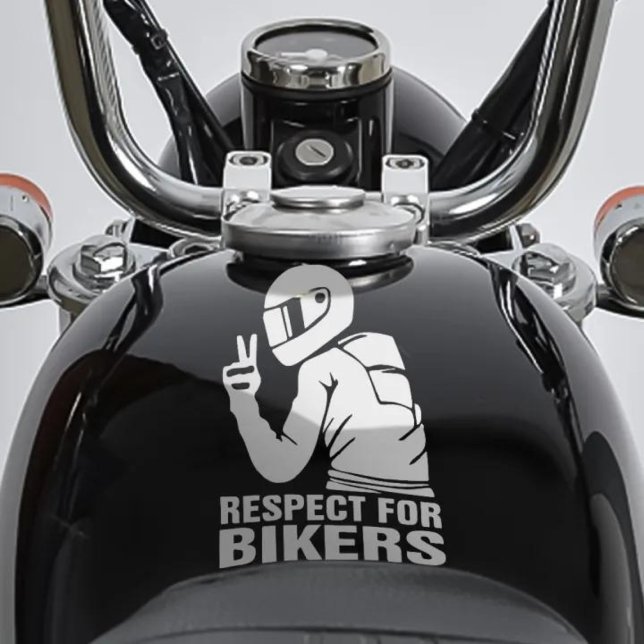 Autocollant Pour Fenêtre Respectez l'autocollant 3D de motocyclette | BLANC (Créateur téléchargé)