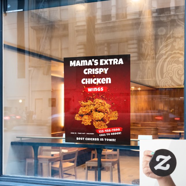 Autocollant Pour Fenêtre Restaurant à aile de poulet Personnaliser Grand av (Fenêtre de café)