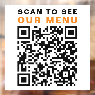 Autocollant Pour Fenêtre Restaurant Café Menu QR Code Blanc