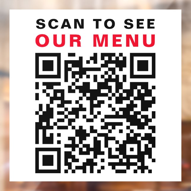 Autocollant Pour Fenêtre Restaurant Café QR Code Scan Menu Blanc (Feuille 2)