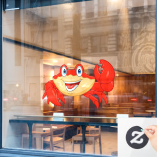 Autocollant Pour Fenêtre Restaurant de fruits de mer Crabe Sourire Personna