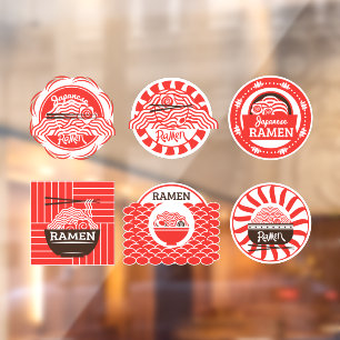 Autocollant Pour Fenêtre Restaurant de nouilles de Ramen japonais servi ici