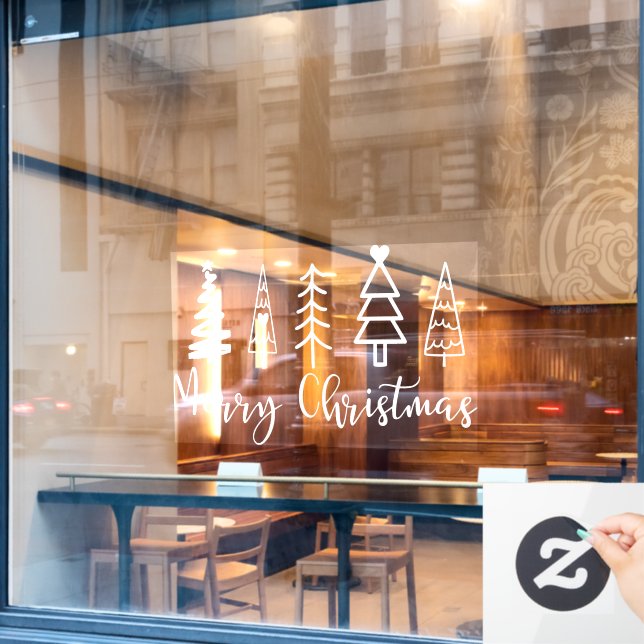 Autocollant Pour Fenêtre Restaurant et bureau Arbre de Noël (Fenêtre de café)