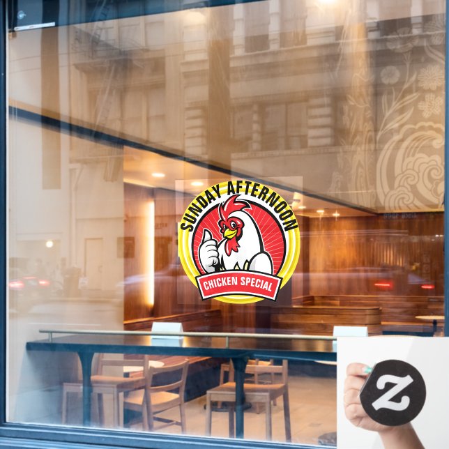Autocollant Pour Fenêtre Restaurant Spécial Poulet (Fenêtre de café)