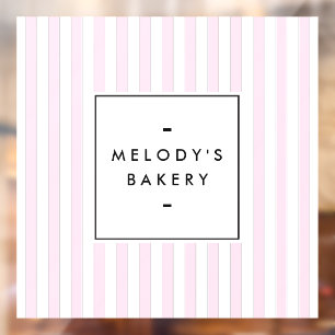 Autocollant Pour Fenêtre Retro Pink and White Stripes Boulangerie Fenêtre C