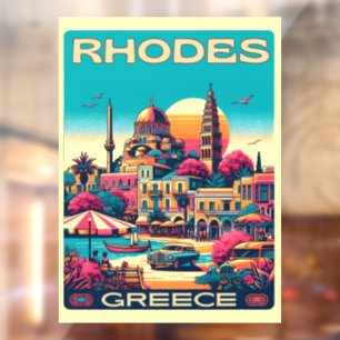 Autocollant Pour Fenêtre Retro Rhodes City - Grèce cadeaux de voyage