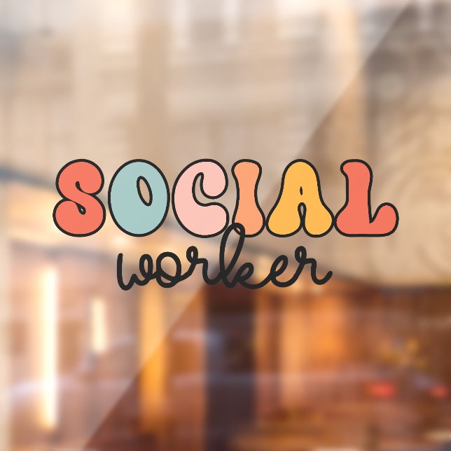 Autocollant Pour Fenêtre Rétro Social Worker (Feuille 2)