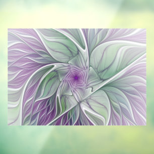 Autocollant Pour Fenêtre Rêve de fleurs, Abstrait violet vert Fractal Art