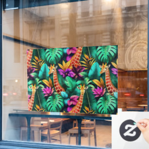 Autocollant Pour Fenêtre Rêves de girafe de jungle motif de surface transpa