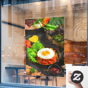Autocollant Pour Fenêtre Riz Frit Coréen Kimchi avec Oeuf Frit 