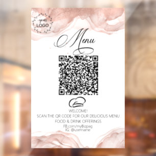 Autocollant Pour Fenêtre *~* Rose Gold Diner Logo alimentaire QR 