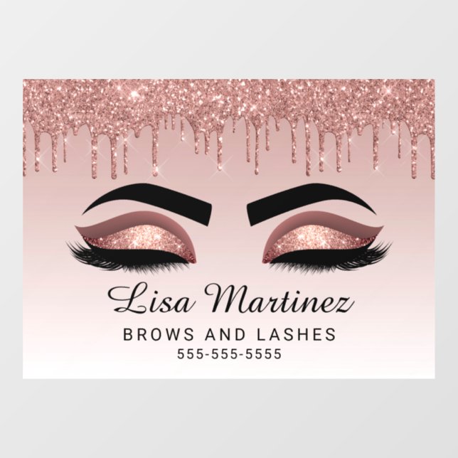 Autocollant Pour Fenêtre Rose Gold Parties scintillant Lash Brow Beauty Bus (Feuille)