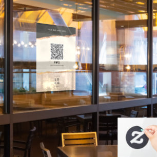 Autocollant Pour Fenêtre Rose or noir élégant menu prix QR code