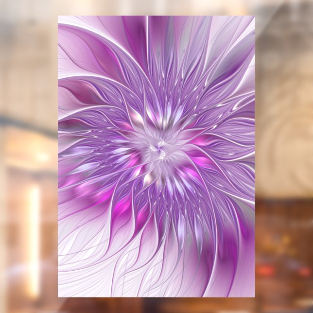 Autocollant Pour Fenêtre Rose violet passion Fleur Art Abstrait Fractal (Feuille 2)