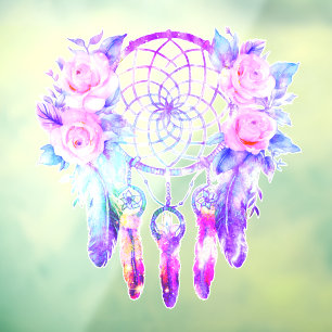 Autocollant Pour Fenêtre Roses roses roses Dreamcatcher Rêves floraux
