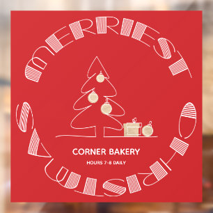 Autocollant Pour Fenêtre Rouge de Noël le plus joyeux