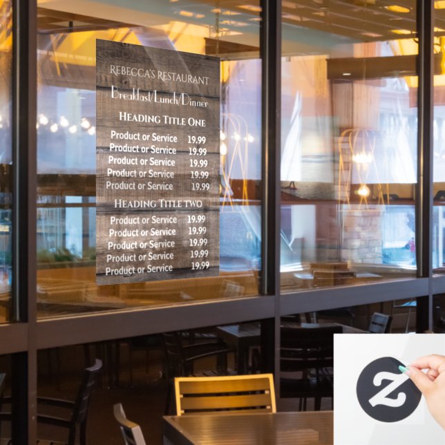Autocollant Pour Fenêtre Rustic Wood Business Restaurant Prix / Service  (Fenêtre du restaurant)